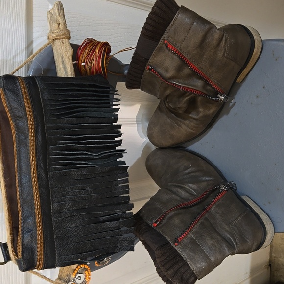 Ankle boots,brown,vegan leather,hip,western,boho Size:7 vintage - Picture 8 of 8